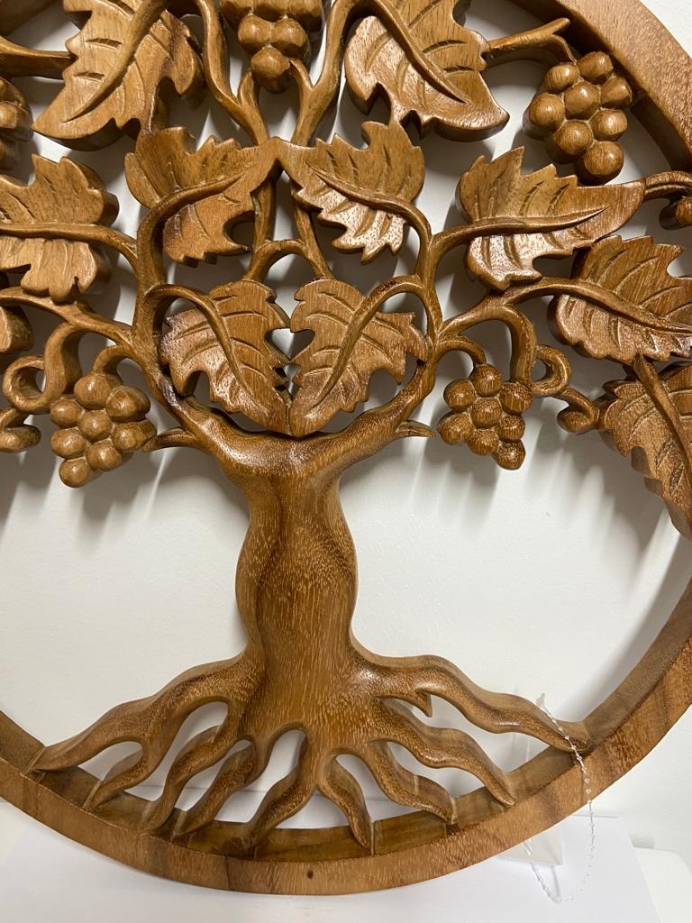 images 180598-9 2 Wandpaneel rond hout Levensboom met druiventrossen 40cm eliassen home garden