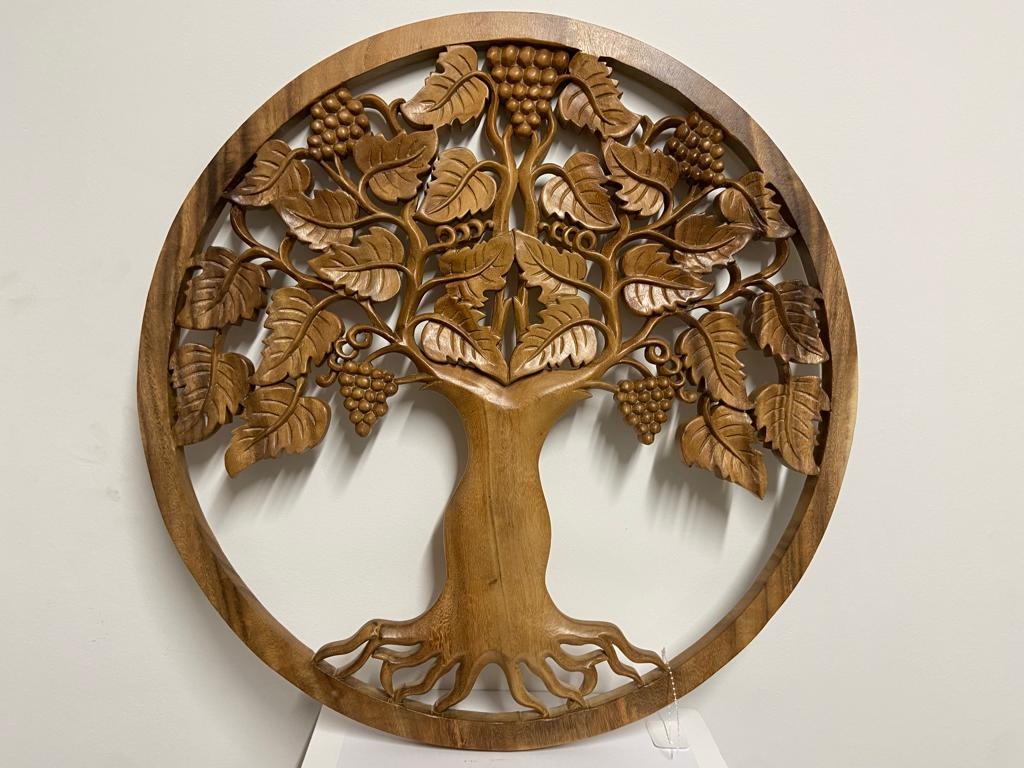 images 182295-4 2 Wandpaneel rond hout Levensboom met druiventrossen 60cm