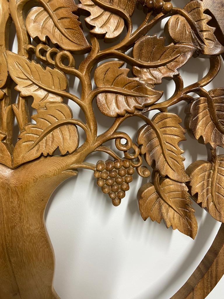 images 182295-4 Wandpaneel rond hout Levensboom met druiventrossen 60cm