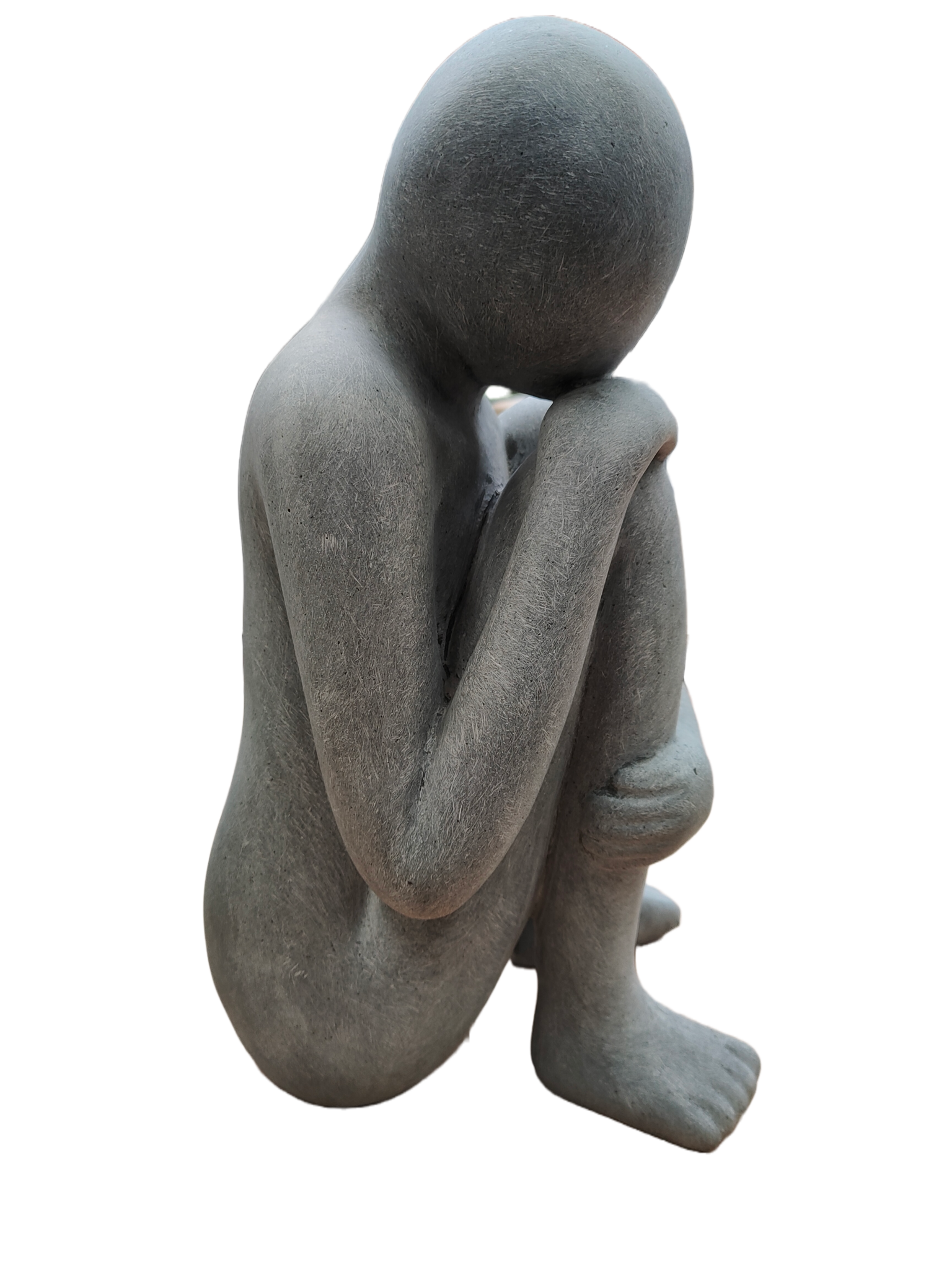 images 3132-1-003 - Stenen beeld zittende man hoofd op knie grijs 38cm - eliassen.nl