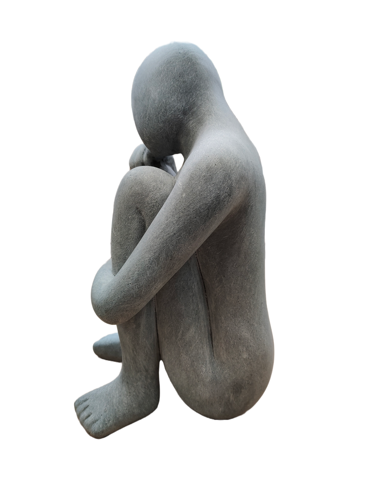 images 3132-1-003 - Stenen beeld zittende man hoofd op knie grijs 38cm - eliassen.nl 1