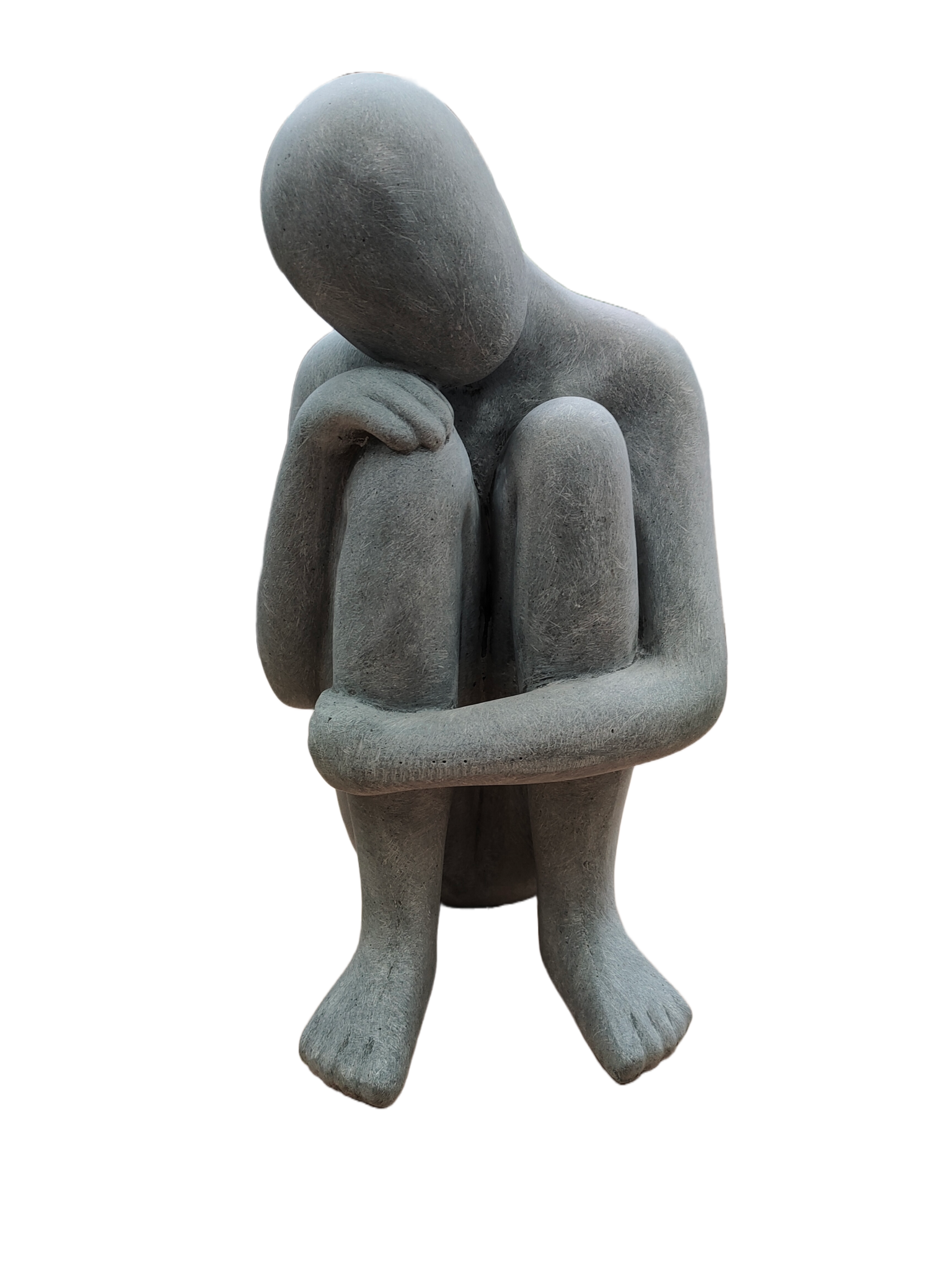 images 3132-1-003 - Stenen beeld zittende man hoofd op knie grijs 38cm - eliassen.nl 3