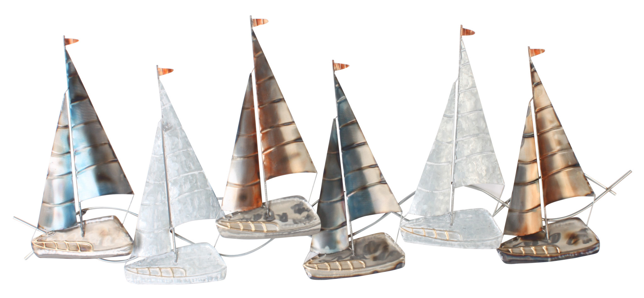 images 3D metalen muurdecoratie zeilbootjes