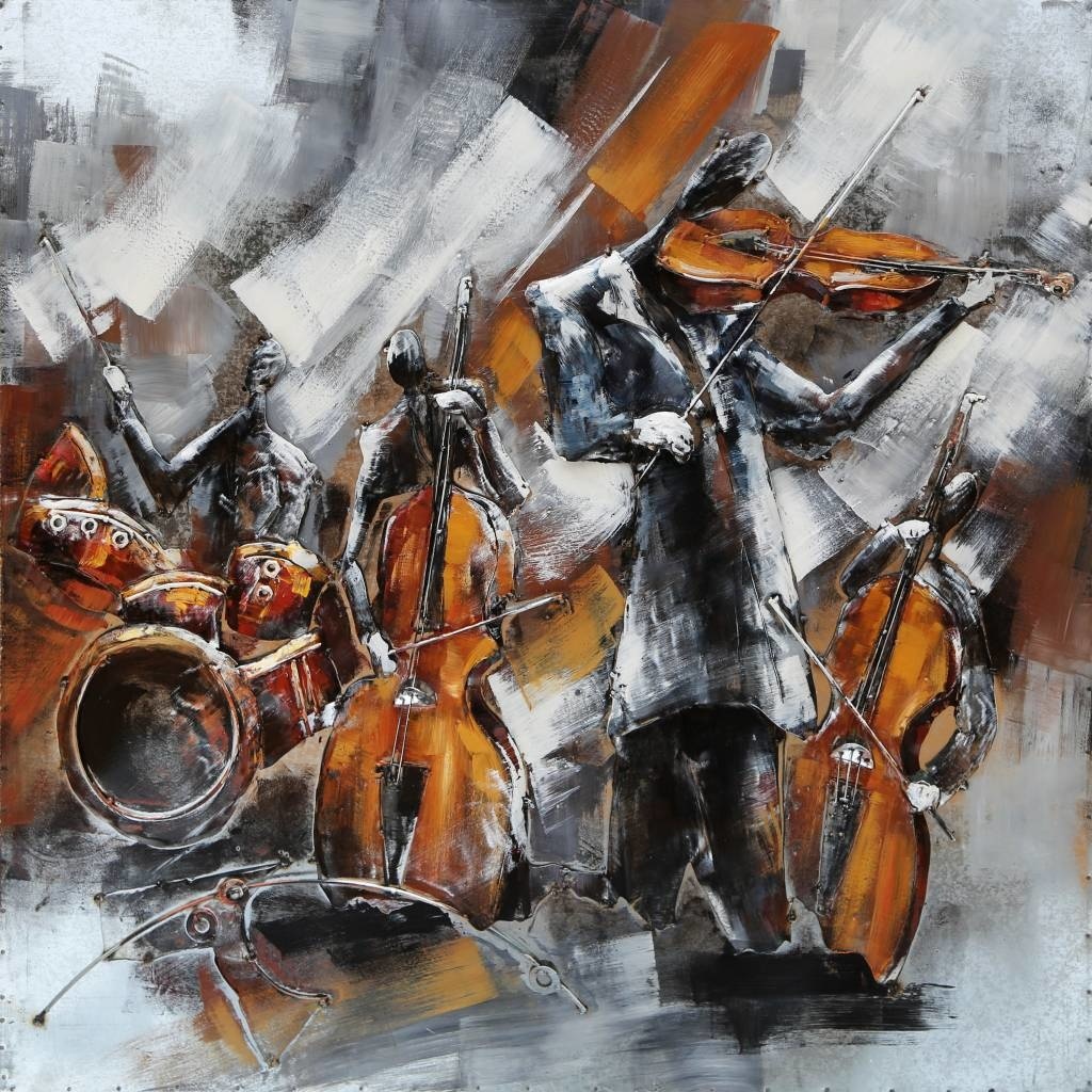 3D schilderij metaal Kamerorkest 100x100cm | Eliassen.nl