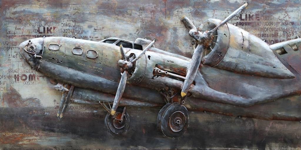 3D Schilderij metaal vliegtuig Lancaster 70x140cm | Eliassen.nl