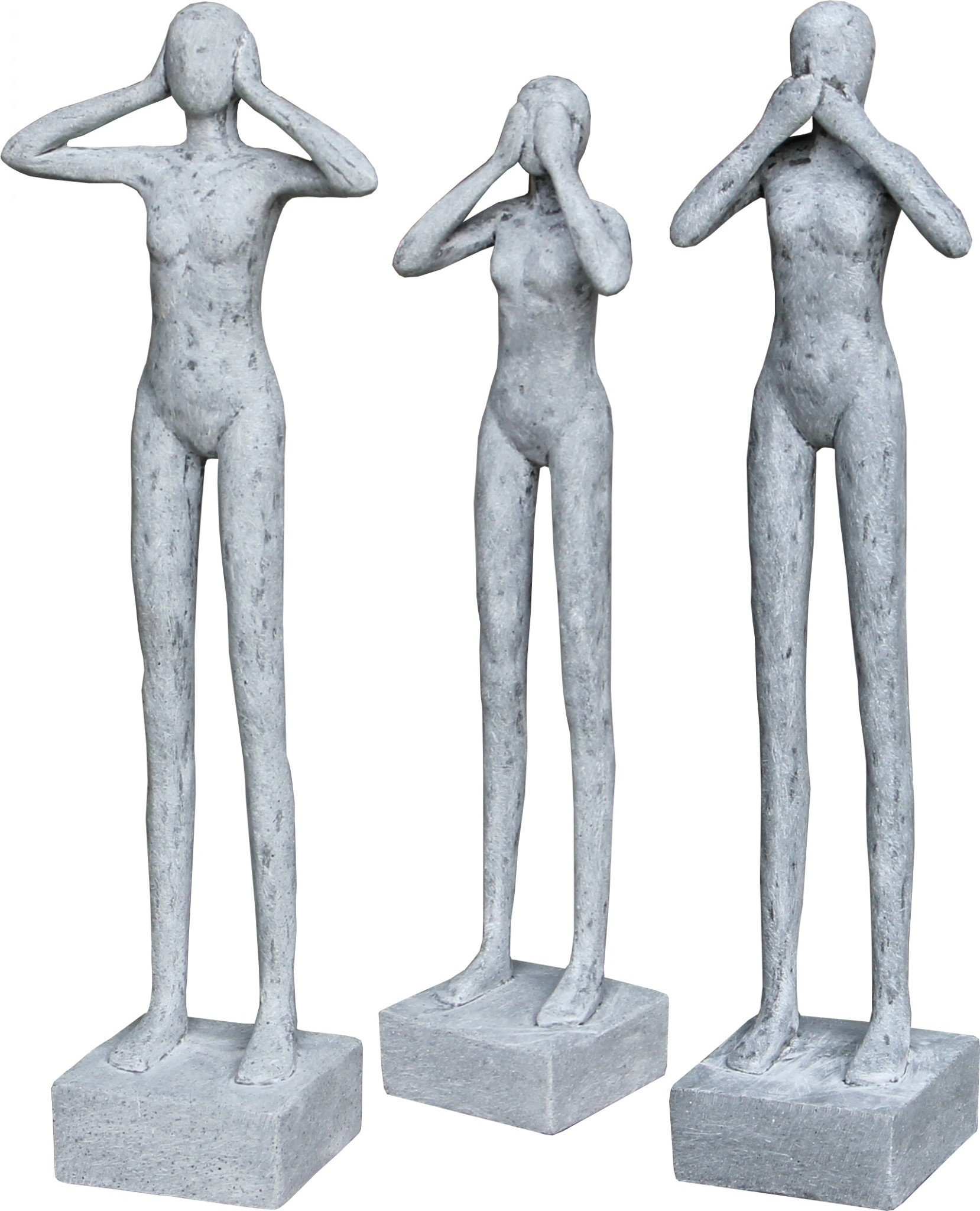 images Beeld 3 personen grijs 50cm Horen Zien Zwijgen - Eliassen.nl