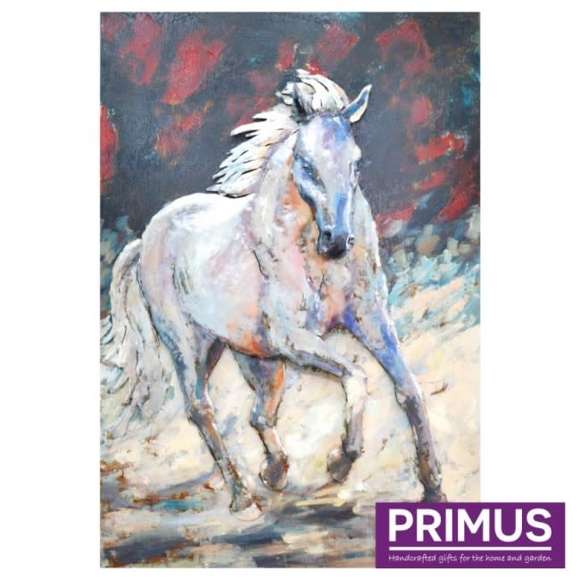 images Eliassen Schilderij 3d metaal Wit Paard 80x120cm