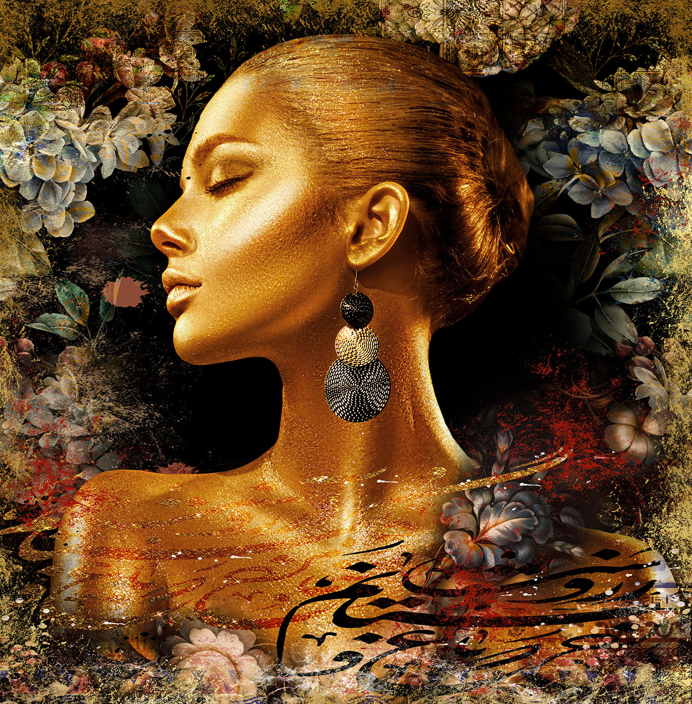 images glasschilderij gouden vrouw - Eliassen.nl