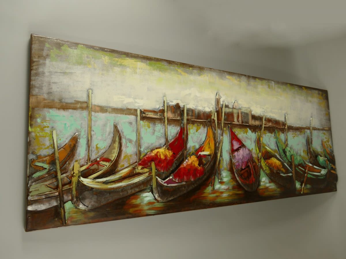 images metalen 3d schilderij boten op een rij - Eliassen.nl