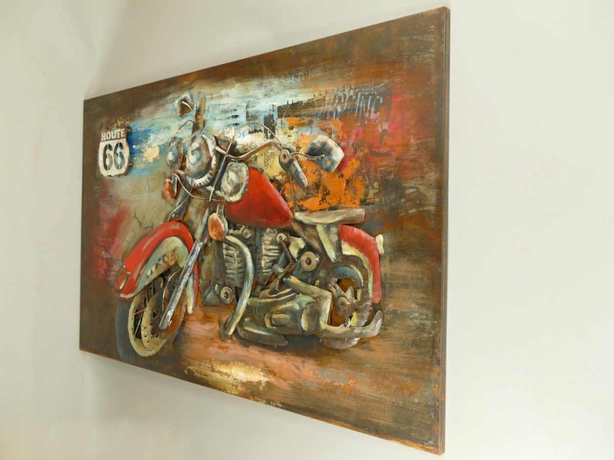 images metalen 3d schilderij motor route 66 - Eliassen.nl