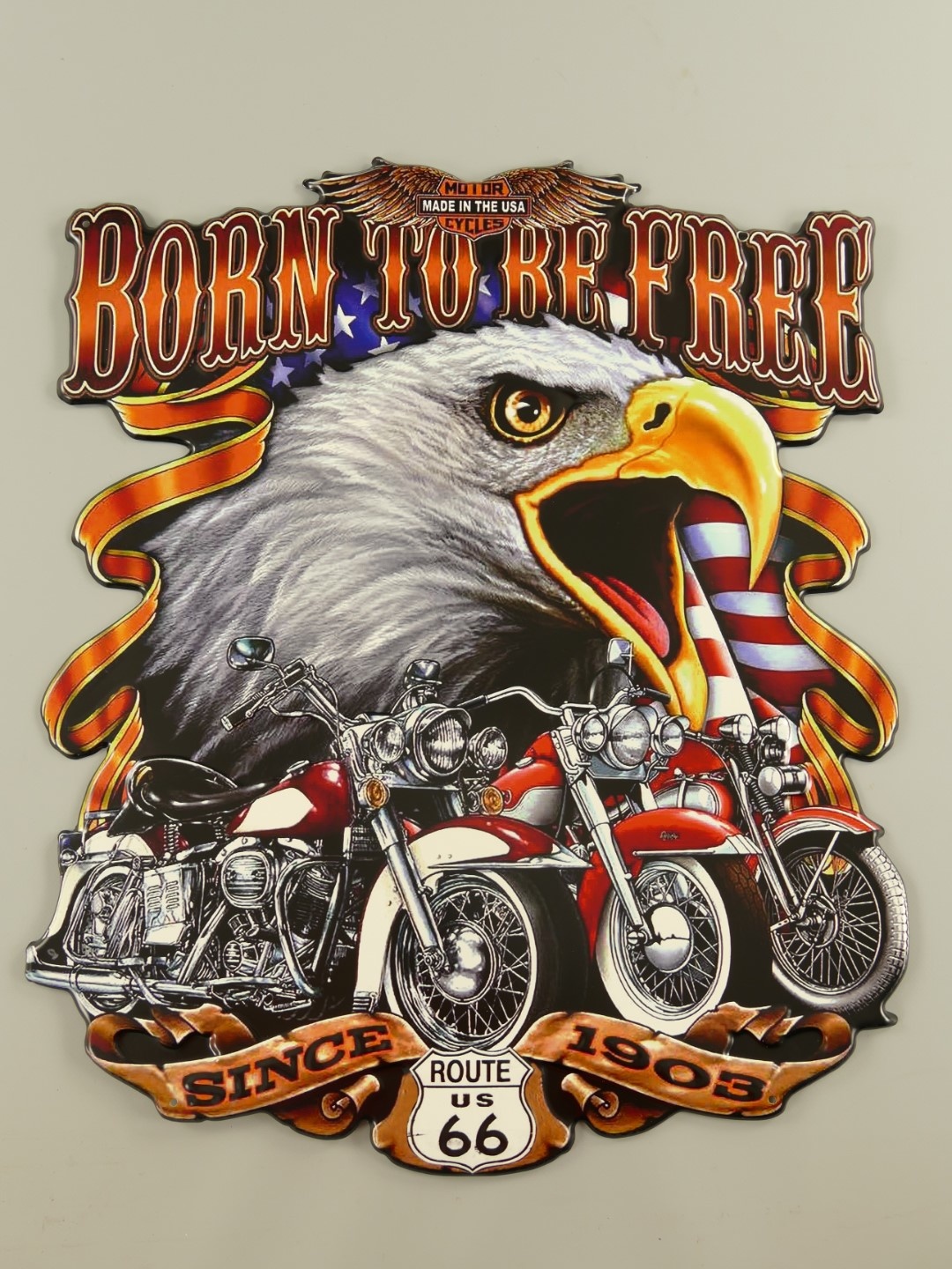 images Muurplaat blik Born to be free 60cm - Eliassen.nl