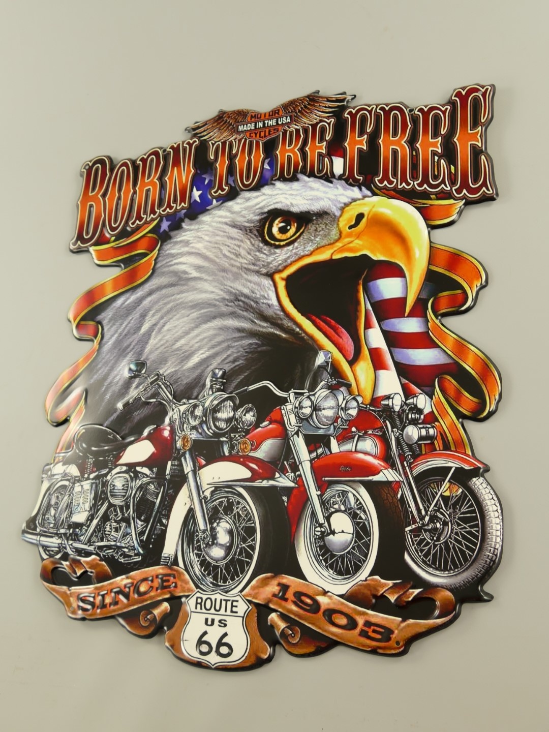 images Muurplaat blik Born to be free 60cm - Eliassen.nl