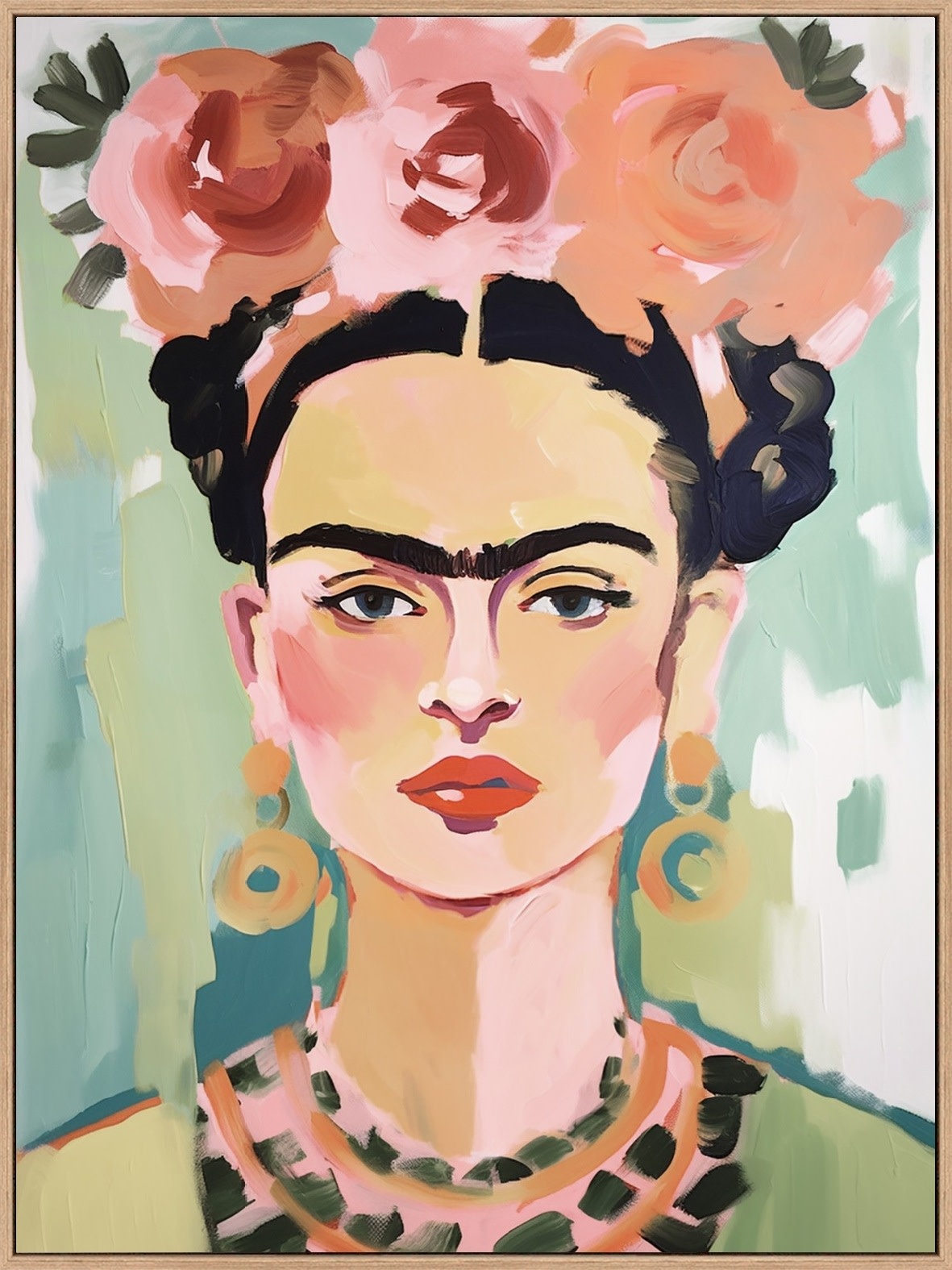 Canvas schilderij frida kahlo vrouw met bloemenkrans 70c105cm Eliassen.nl  fk90010