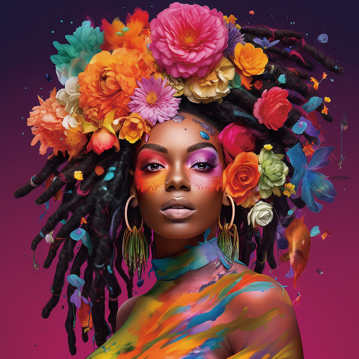 images glasschilderij dreadlock vrouw - Eliassen.nl