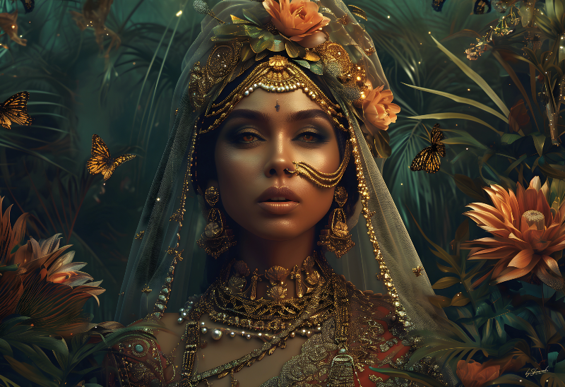 images Glasschilderij met goud versierde vrouw Eliassen.nl GLAS110160BS-634