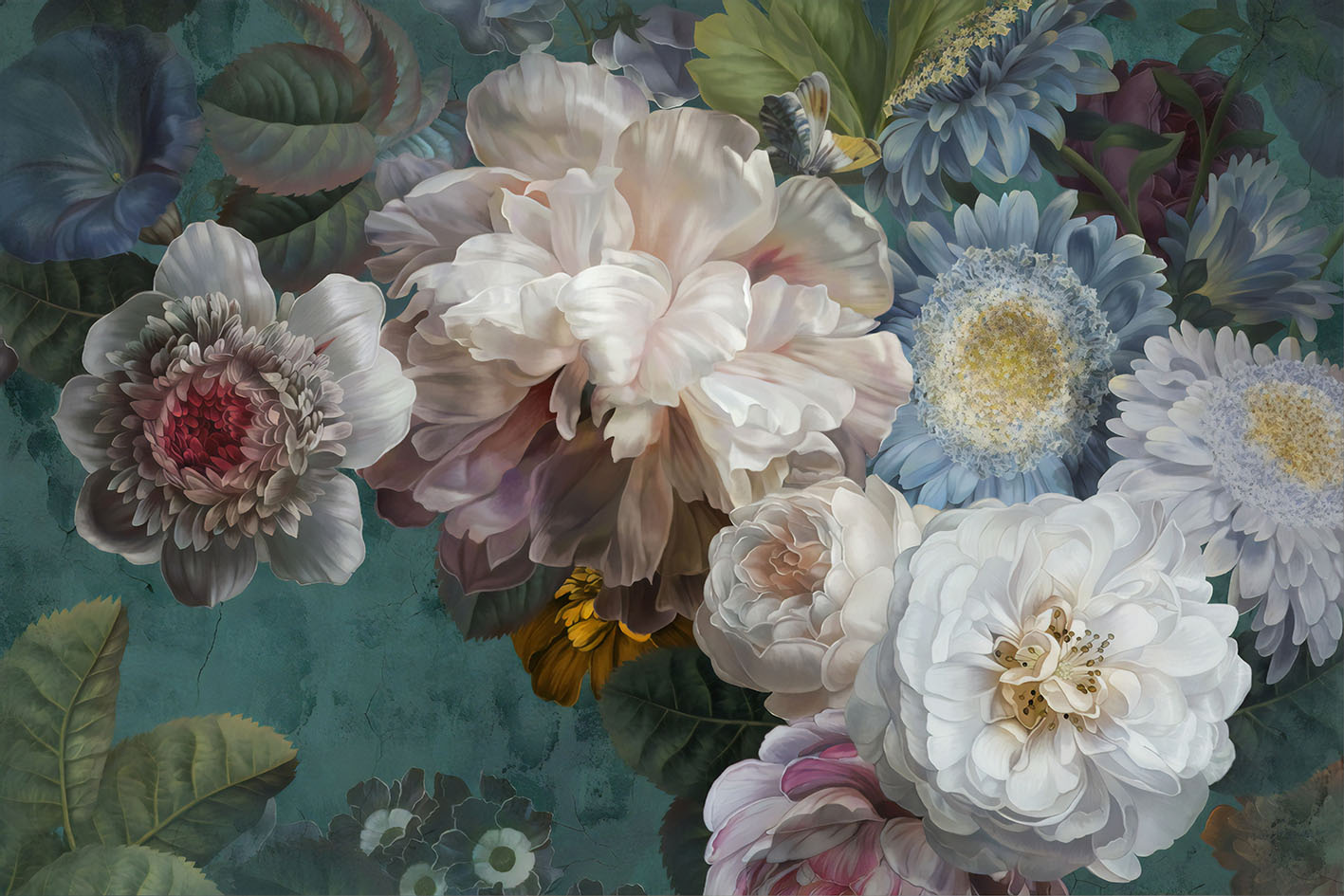 glasschilderij vintage bloemen mat - Eliassen.nl