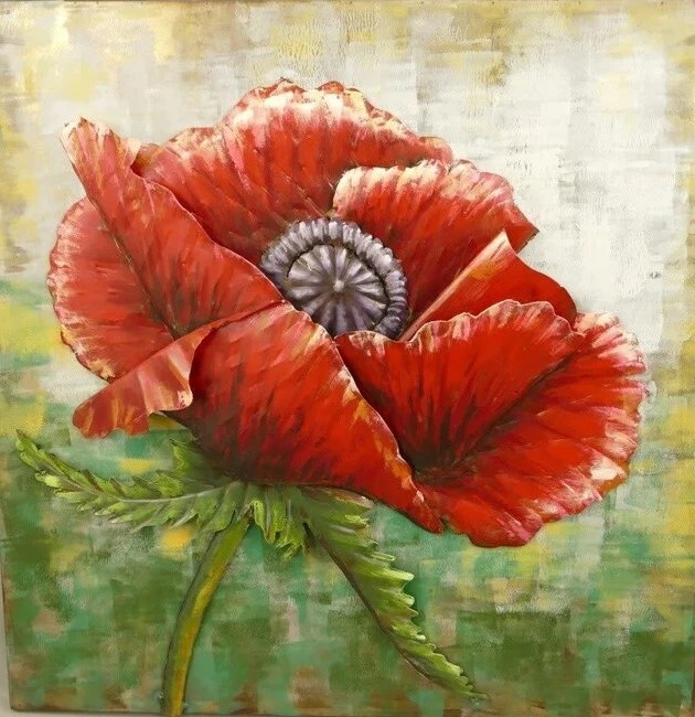 schilderij-3d-grote-klaproos-80x80cm