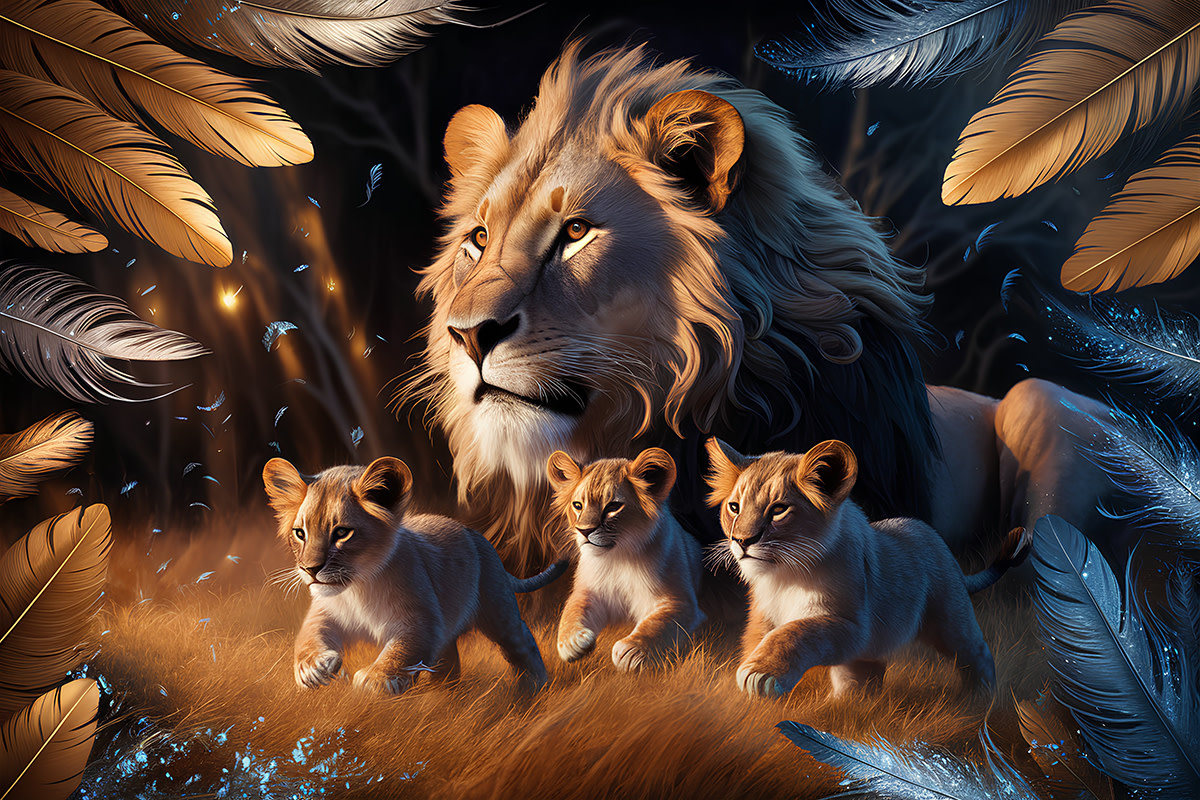 images Schilderij paneel Eliassen.nl 240010-Lion-feathers