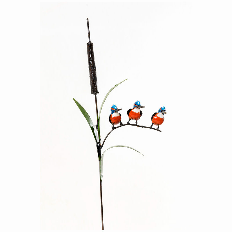 images tuinsteker lisdodde met 3 vogeltjes Eliassen.nl za405528