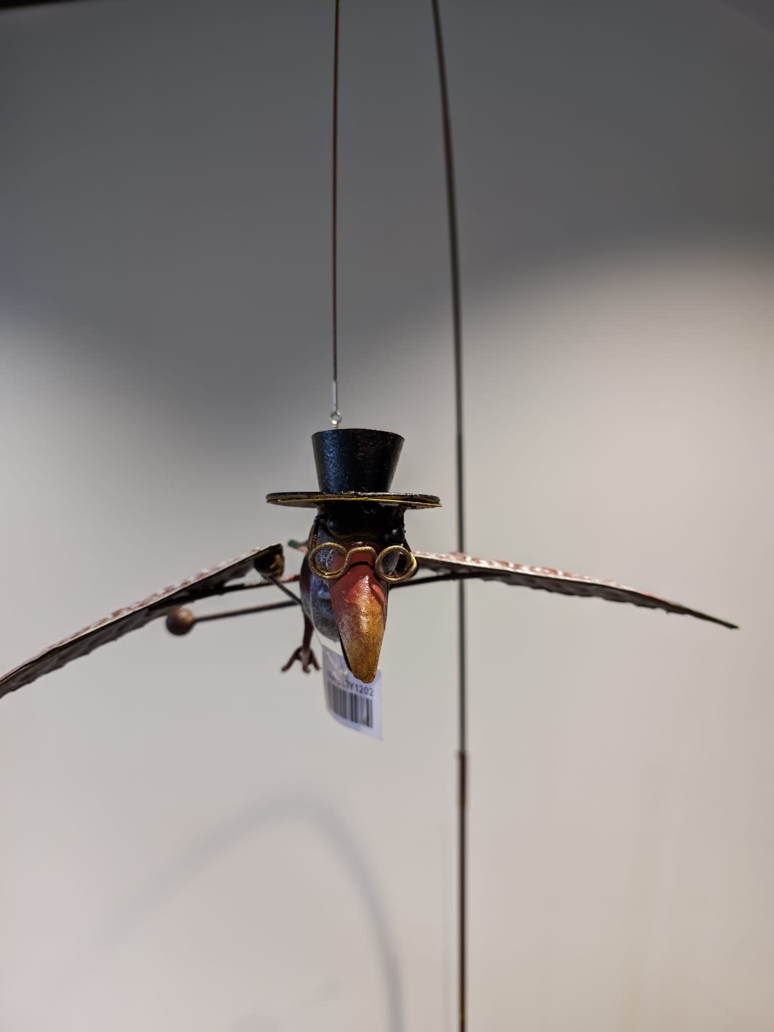 images Tuinsteker zwevend met hengel vliegende wijze uil met hoed 195cm eliassen.nl 1