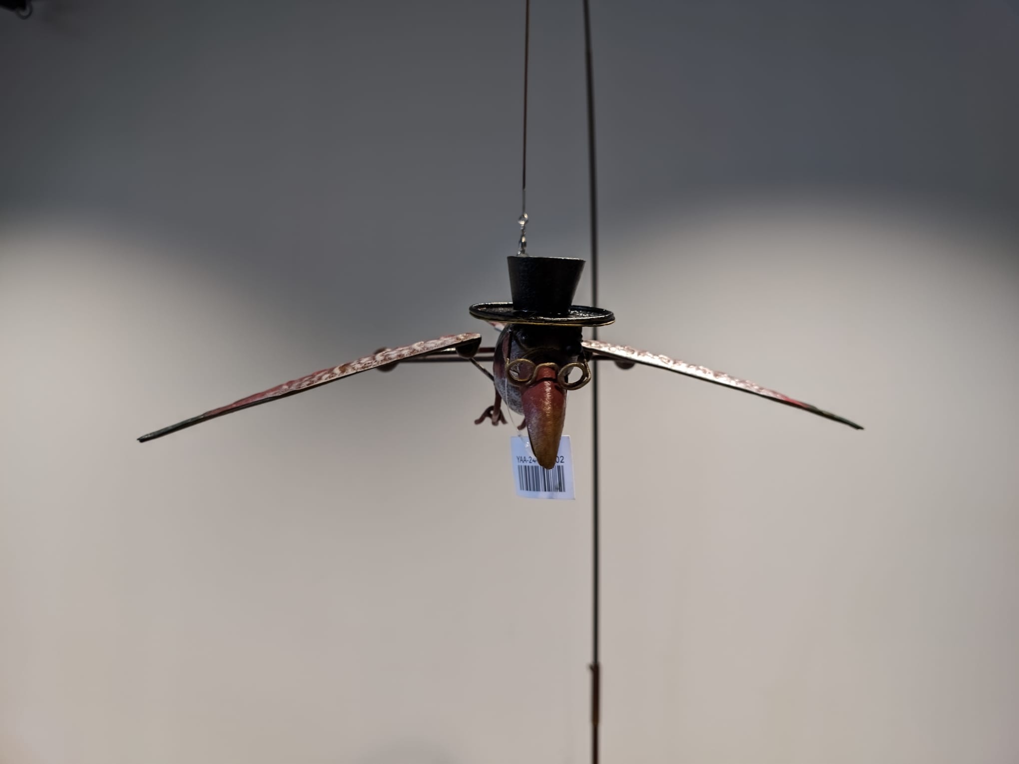 images Tuinsteker zwevend met hengel vliegende wijze uil met hoed 195cm eliassen.nl 2